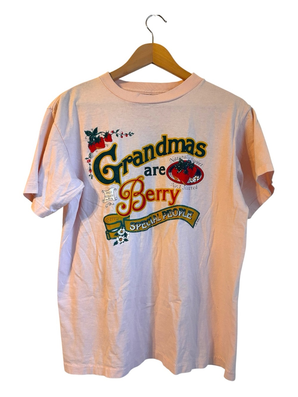 Grandmas are Berry Special People Vintage Pink Single Stitch Strawberry T-shirt